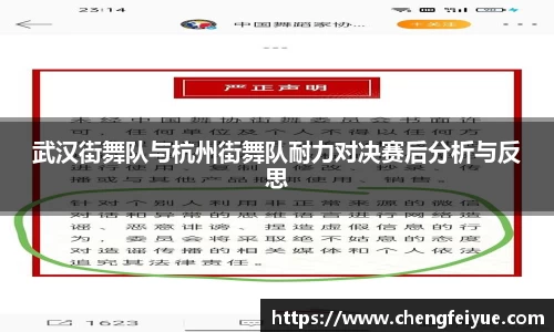 武汉街舞队与杭州街舞队耐力对决赛后分析与反思